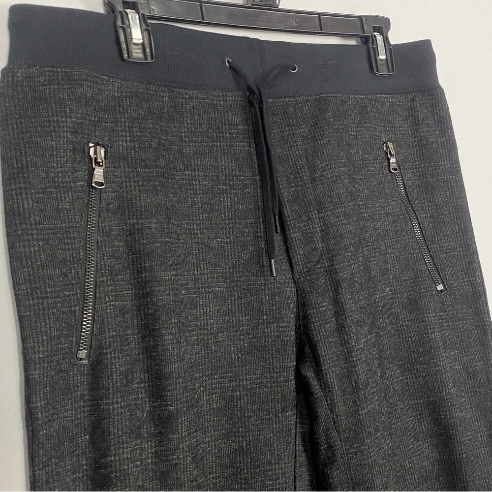 JOHN VARVATOS Zip Pocket Jogger Pant Size Medium Gray Plaid Sweatpants